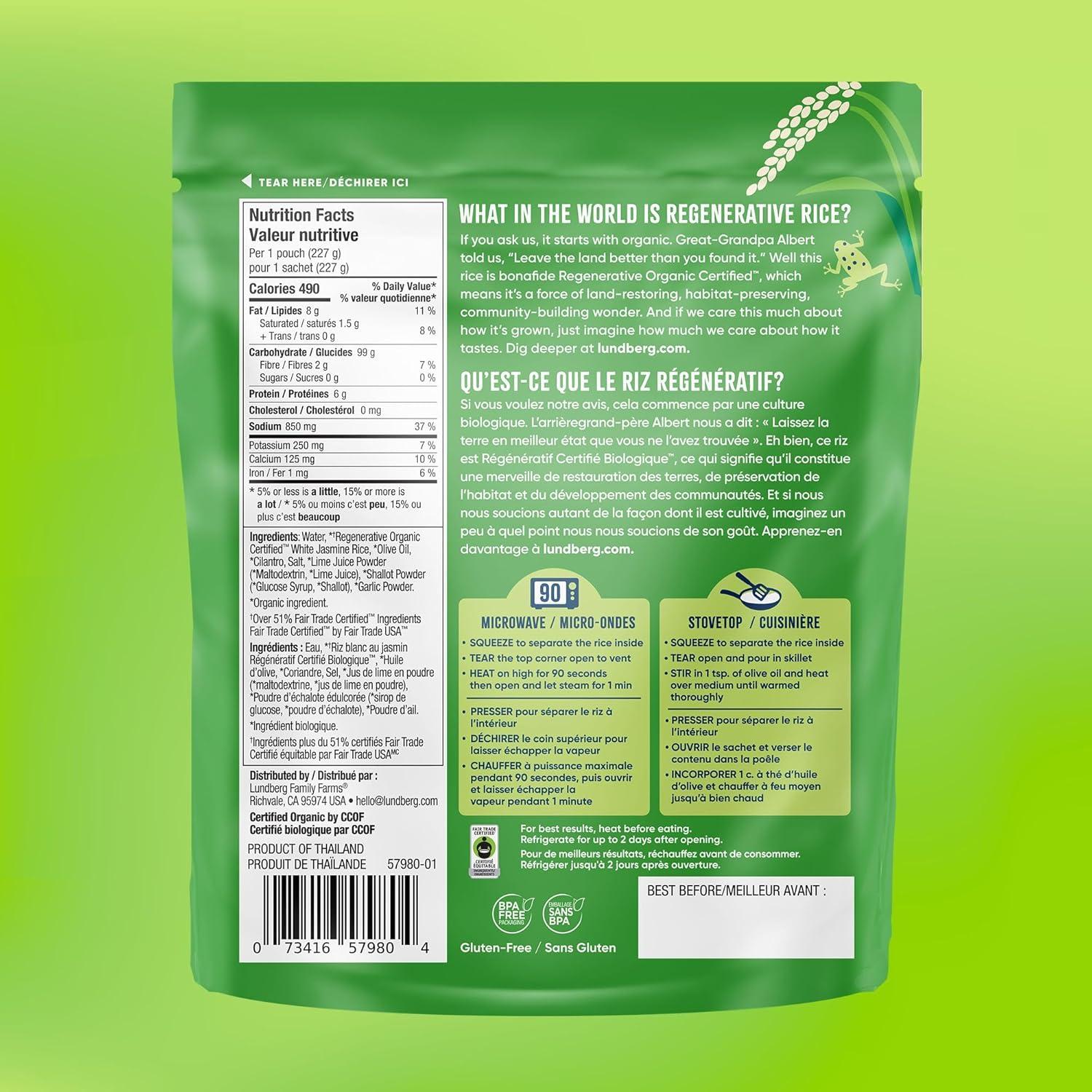 image:imageLundberg Brown Rice amp Quinoa Ready in 90 Seconds 6Pack Regenerative Organic Certified Brown Jasmine Rice Organic Quinoa Microwavable Lightly Seasoned with Garlic amp Shallots 8 Oz EaOrganic White Cilantro Lime Rice