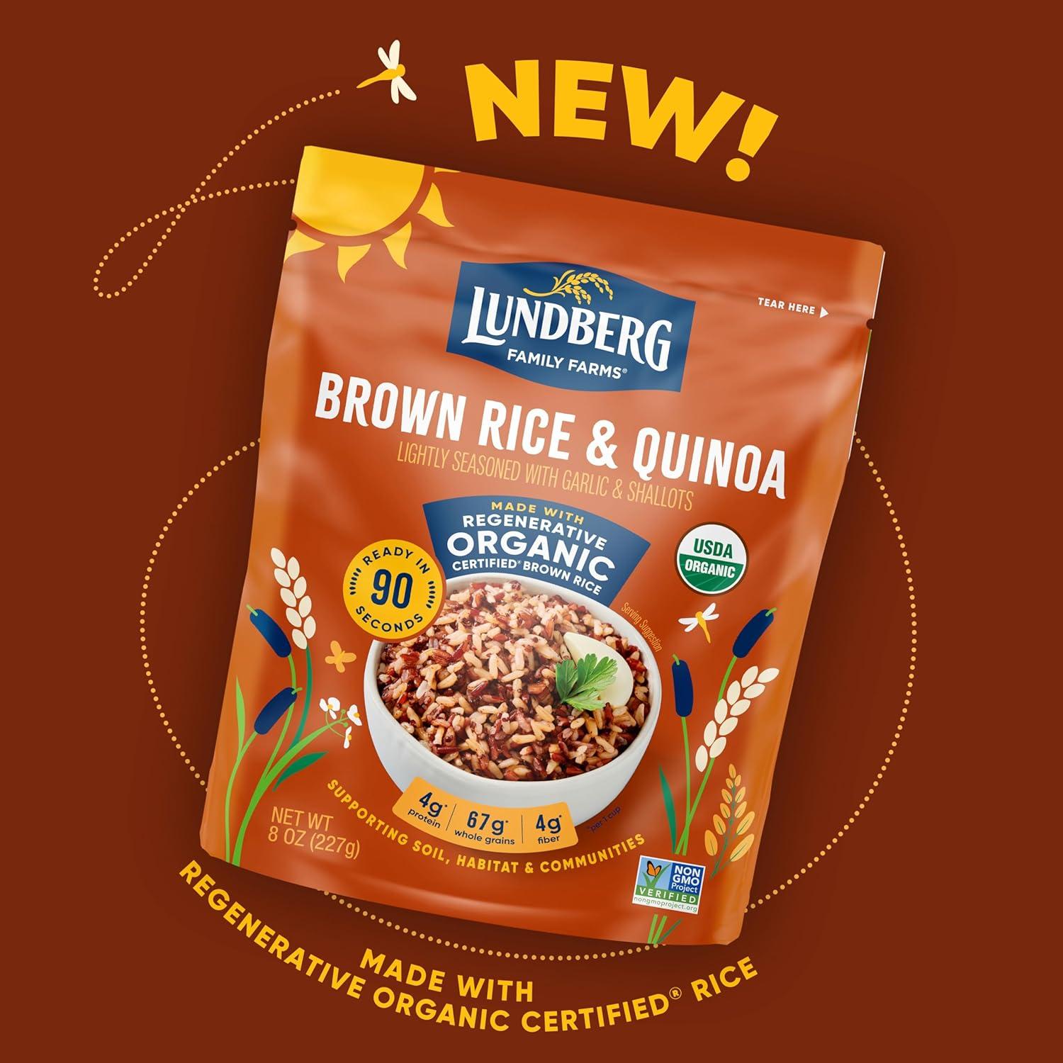 image:imageLundberg Brown Rice amp Quinoa Ready in 90 Seconds 6Pack Regenerative Organic Certified Brown Jasmine Rice Organic Quinoa Microwavable Lightly Seasoned with Garlic amp Shallots 8 Oz EaOrganic Brown Rice Quinoa