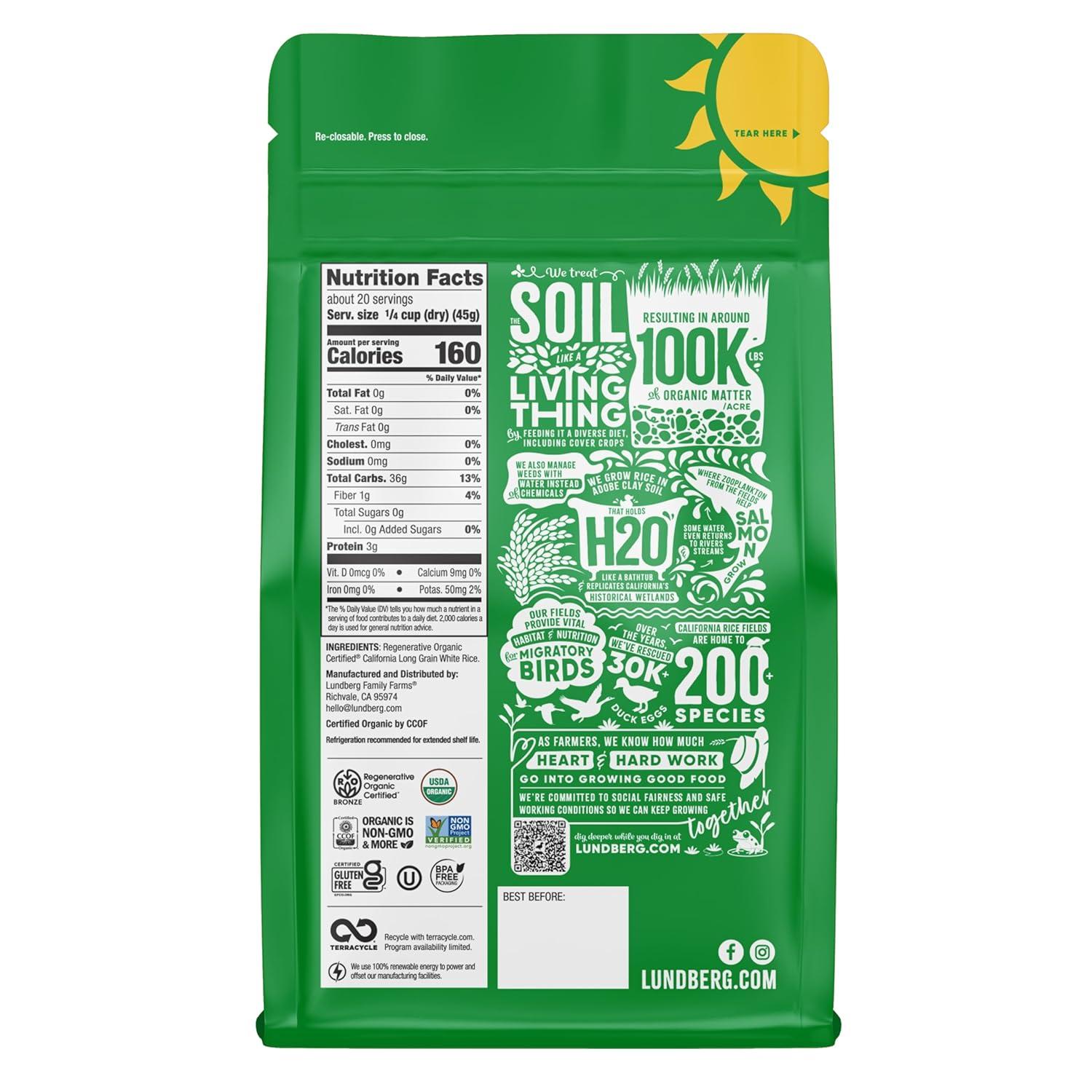 image:imageLundberg Family Farms Organic Brown Short Grain Rice Subtle Nutty Aroma Clings When Cooked 100 Whole Grain High Fiber Pantry Staple USDA Certified Organic GlutenFree Vegan 32 oz 1PackWhite Long Grain