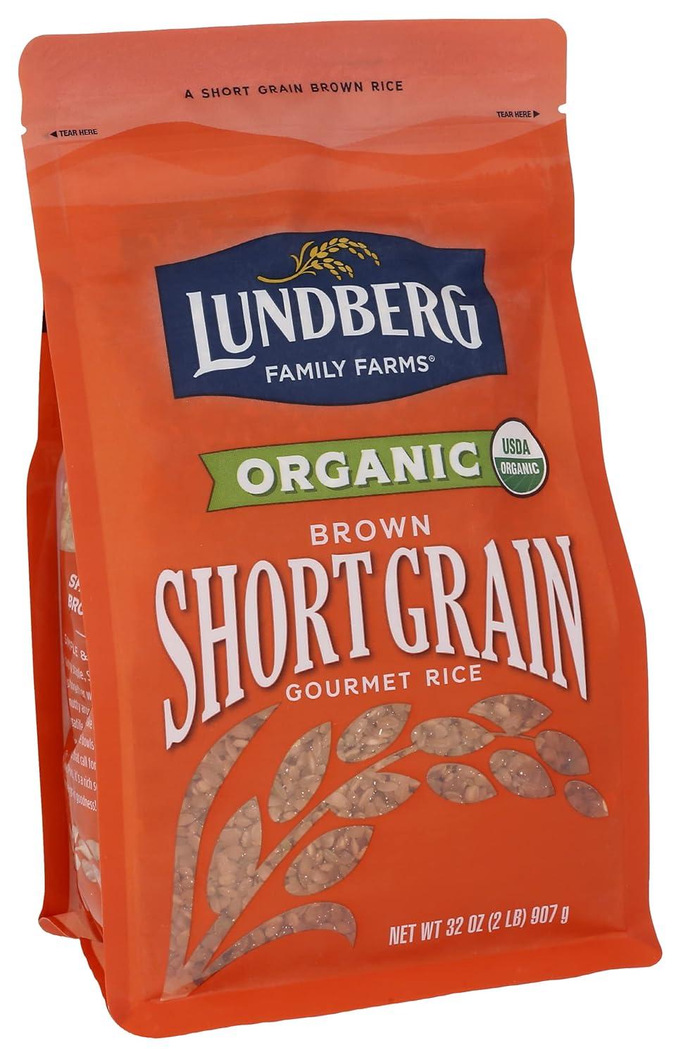 image:imageLundberg Family Farms Organic Brown Short Grain Rice Subtle Nutty Aroma Clings When Cooked 100 Whole Grain High Fiber Pantry Staple USDA Certified Organic GlutenFree Vegan 32 oz 1PackOrganic Brown Short Grain