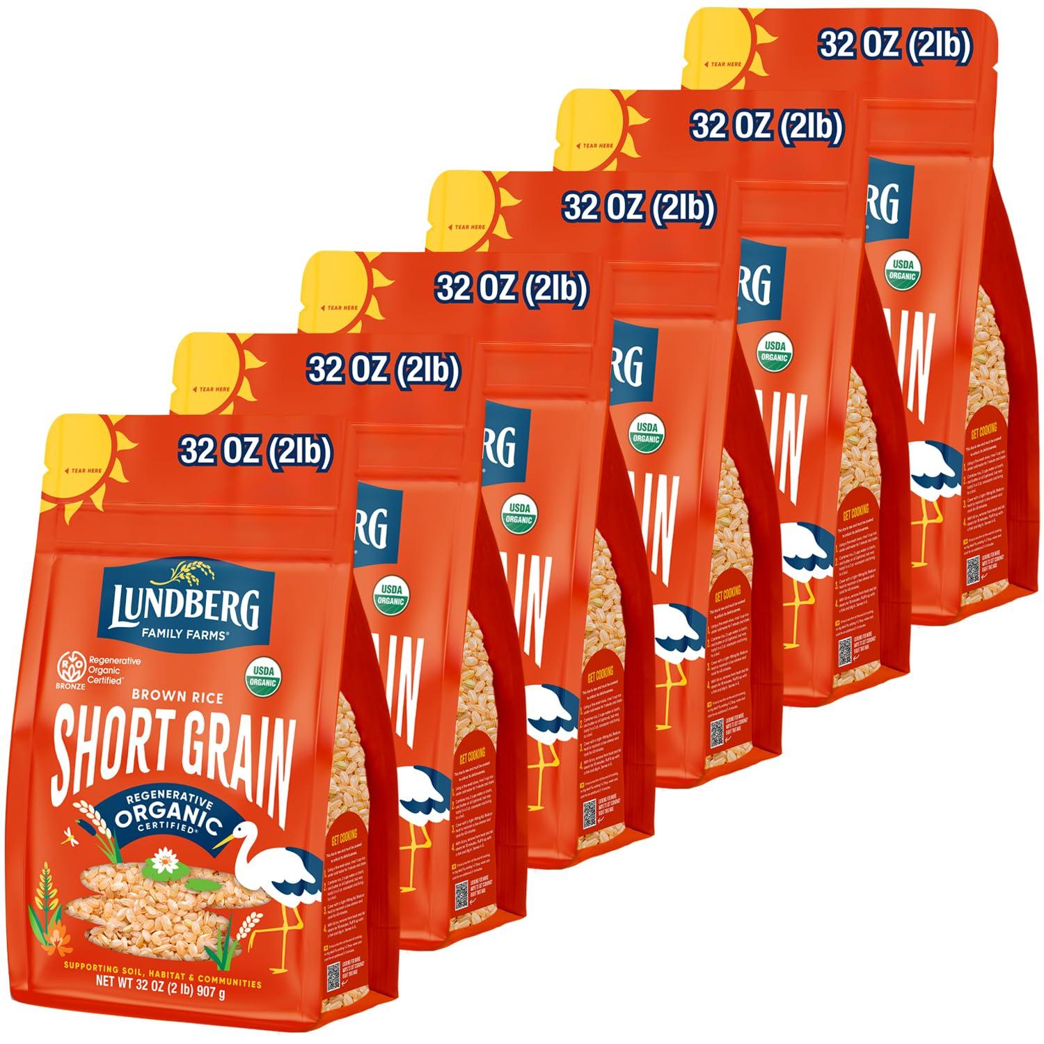 image:imageLundberg Family Farms Organic Brown Short Grain Rice Subtle Nutty Aroma Clings When Cooked 100 Whole Grain High Fiber Pantry Staple USDA Certified Organic GlutenFree Vegan 32 oz 1PackOrganic Brown Short Grain