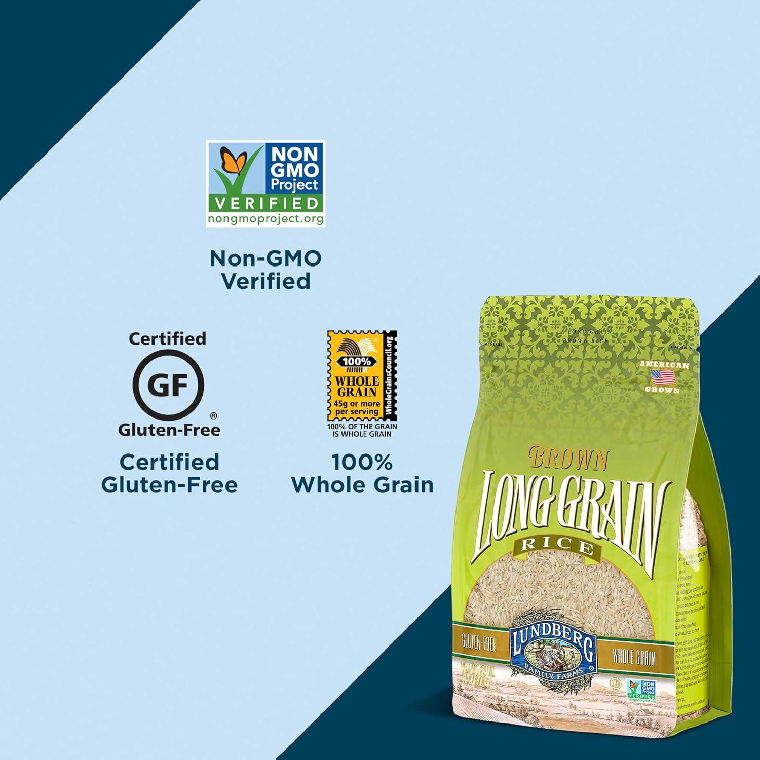 image:imageLundberg Family Farms Organic Brown Short Grain Rice Subtle Nutty Aroma Clings When Cooked 100 Whole Grain High Fiber Pantry Staple USDA Certified Organic GlutenFree Vegan 32 oz 1PackBrown Long Grain