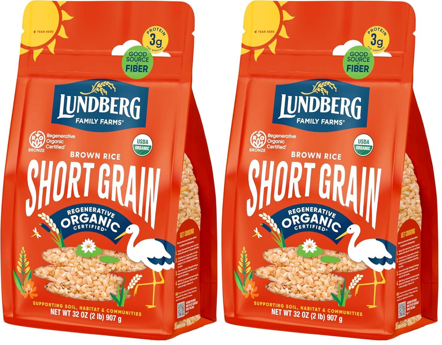 image:imageLundberg Family Farms Organic Brown Short Grain Rice Subtle Nutty Aroma Clings When Cooked 100 Whole Grain High Fiber Pantry Staple USDA Certified Organic GlutenFree Vegan 32 oz 1PackOrganic Brown Short Grain