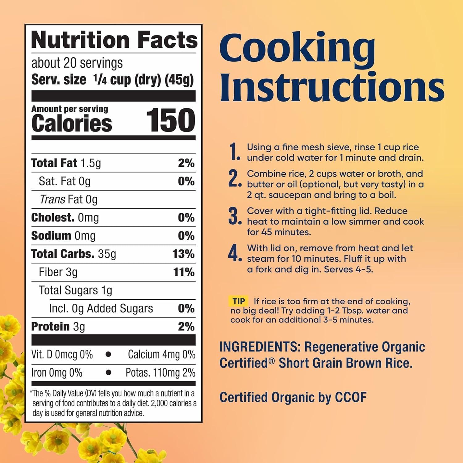 image:imageLundberg Family Farms Organic Brown Short Grain Rice Subtle Nutty Aroma Clings When Cooked 100 Whole Grain High Fiber Pantry Staple USDA Certified Organic GlutenFree Vegan 32 oz 1PackOrganic