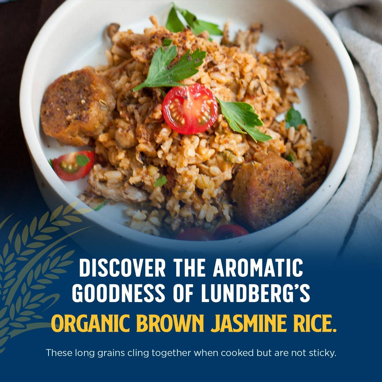 image:imageLundberg Family Farms Organic Brown Short Grain Rice Subtle Nutty Aroma Clings When Cooked 100 Whole Grain High Fiber Pantry Staple USDA Certified Organic GlutenFree Vegan 32 oz 1PackOrganic California Brown Jasmine