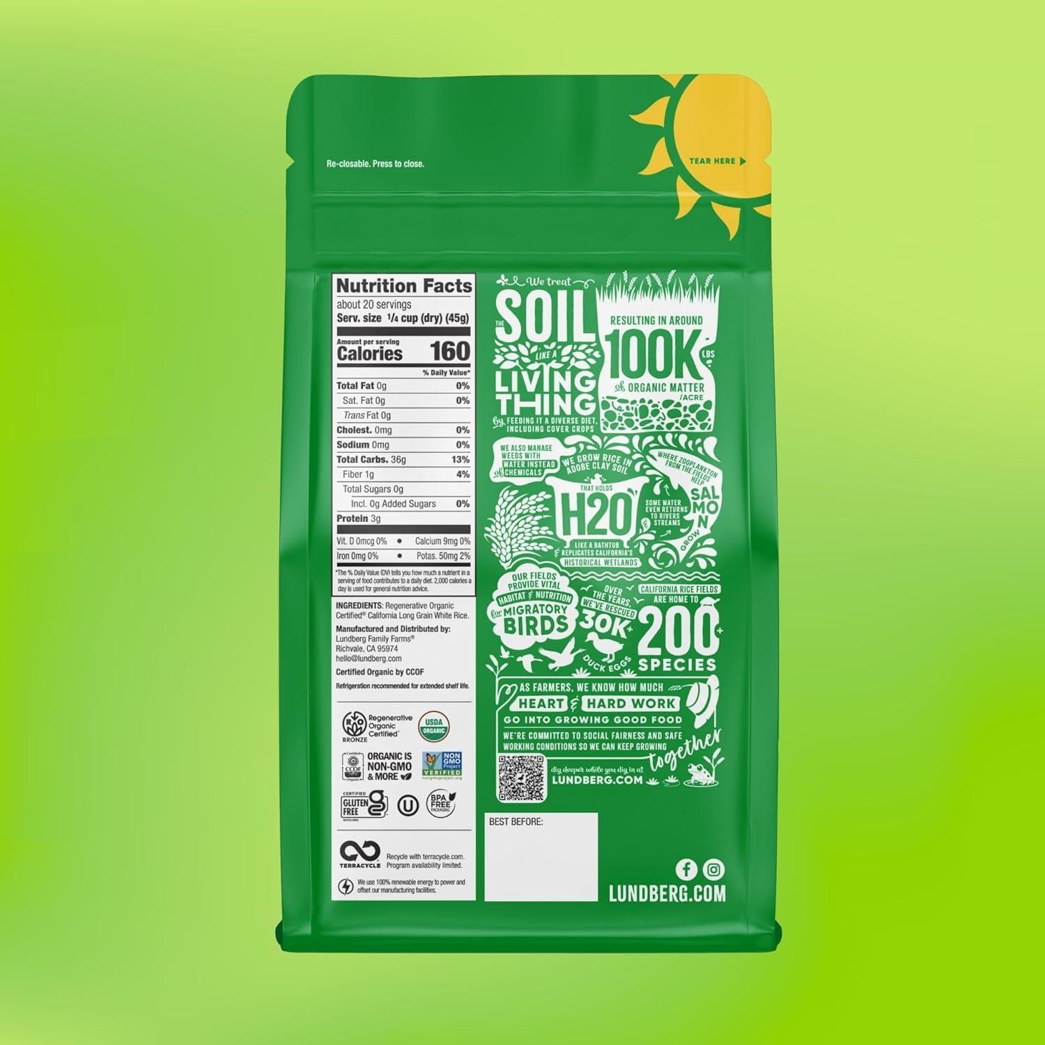 image:imageLundberg Family Farms Organic Brown Short Grain Rice Subtle Nutty Aroma Clings When Cooked 100 Whole Grain High Fiber Pantry Staple USDA Certified Organic GlutenFree Vegan 32 oz 1PackOrganic Long Grain Brown