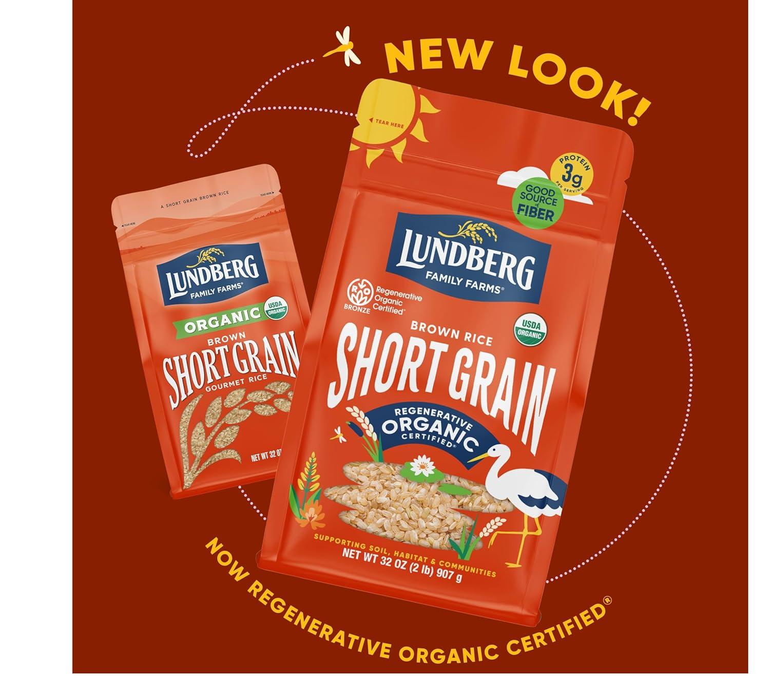 image:imageLundberg Family Farms Organic Brown Short Grain Rice Subtle Nutty Aroma Clings When Cooked 100 Whole Grain High Fiber Pantry Staple USDA Certified Organic GlutenFree Vegan 32 oz 1PackOrganic Brown Short Grain