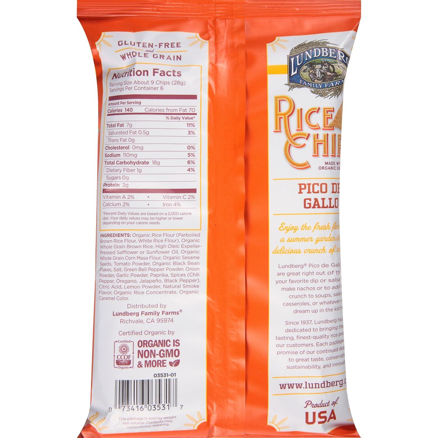 image:imageLundberg Family Farms Rice Chips Santa Fe Barbeque 6 Ounce Pack of 12Pico de Gallo