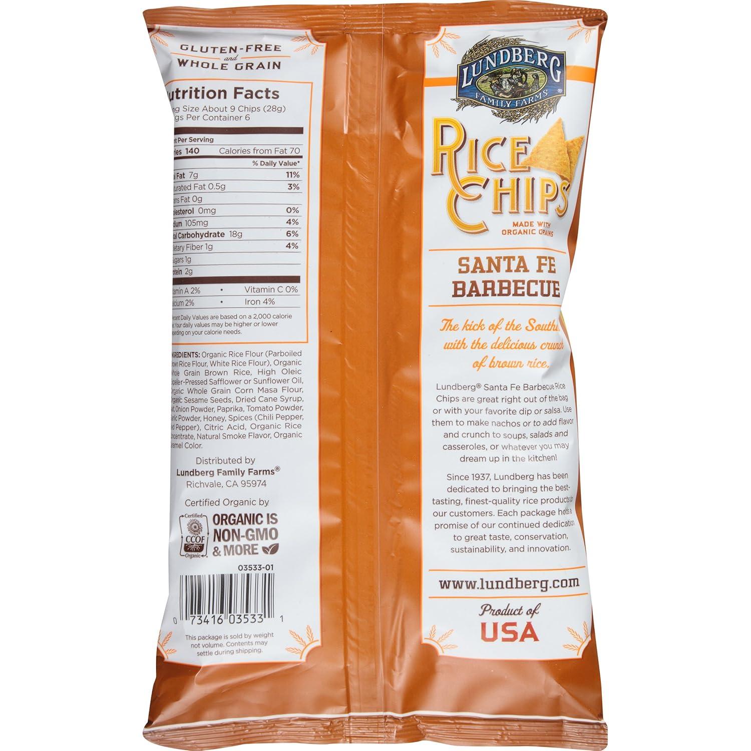 image:imageLundberg Family Farms Rice Chips Santa Fe Barbeque 6 Ounce Pack of 12Santa Fe Barbecue