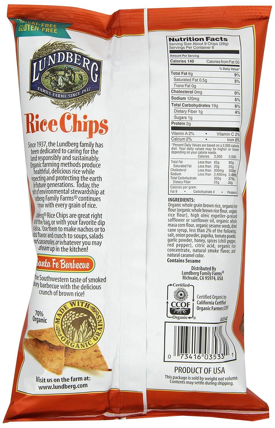 image:imageLundberg Family Farms Rice Chips Santa Fe Barbeque 6 Ounce Pack of 12Santa Fe Barbecue
