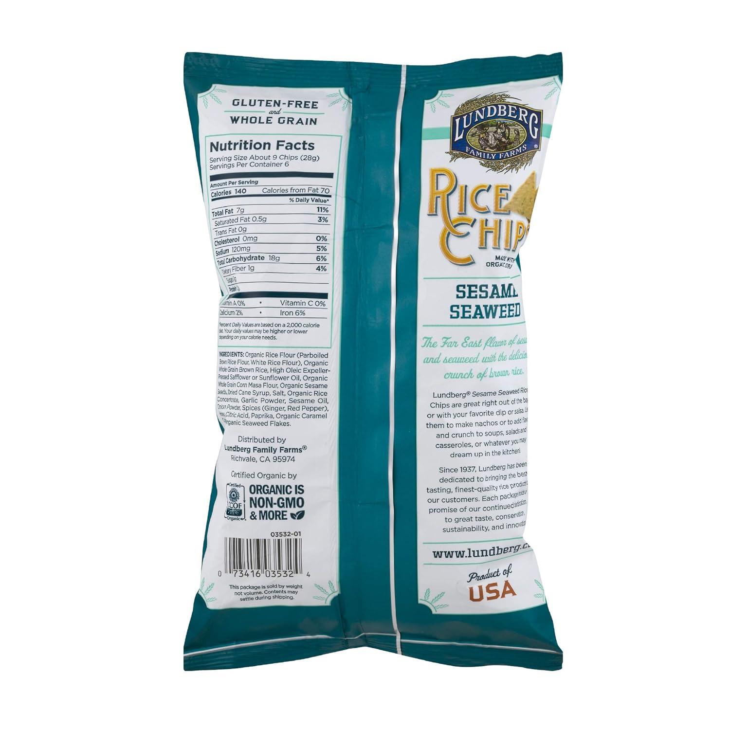 image:imageLundberg Family Farms Rice Chips Santa Fe Barbeque 6 Ounce Pack of 12Sesame Seaweed