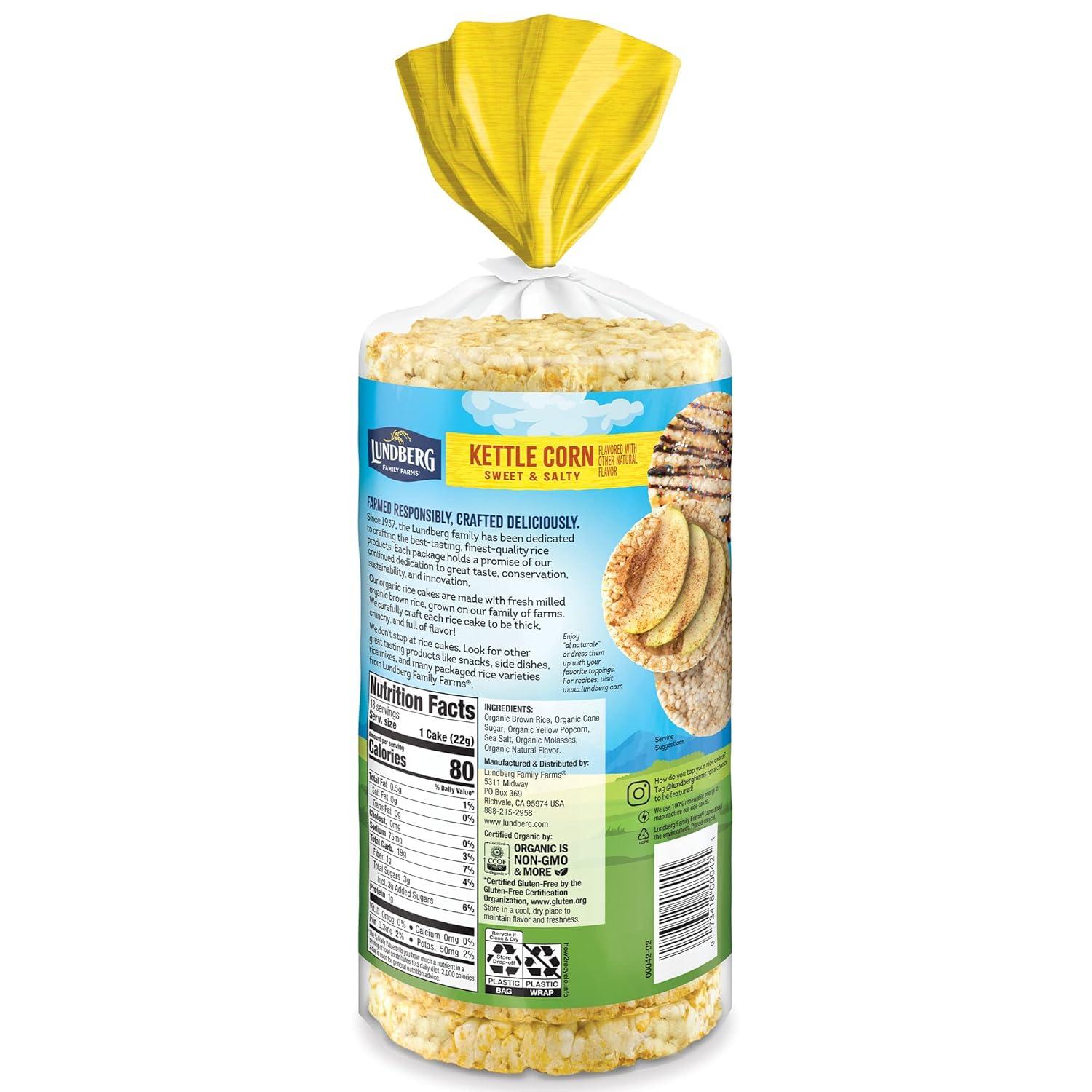 image:imageLundberg Organic Brown Rice Cakes Honey Nut 96 oz Pack of 6 GlutenFree Healthy SnacksOrganic Kettle Corn