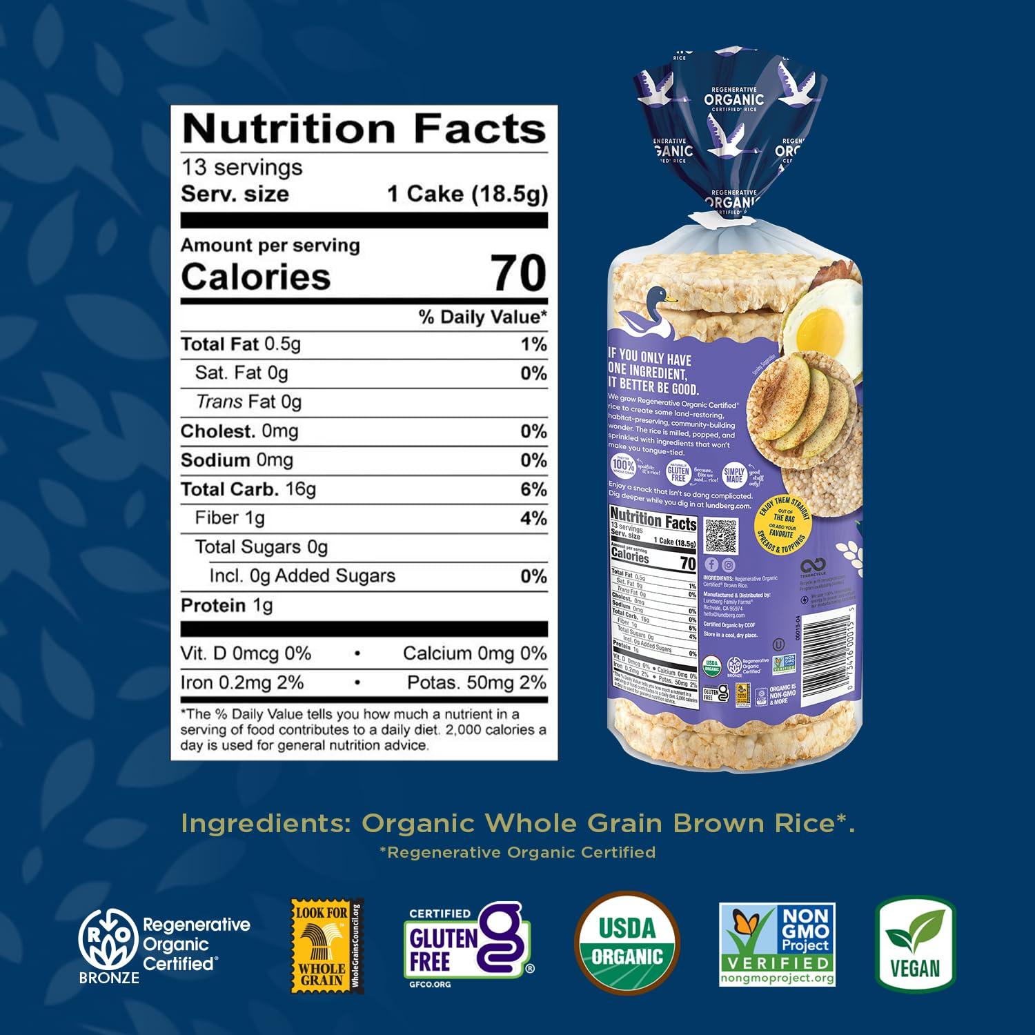 image:imageLundberg Organic Brown Rice Cakes Honey Nut 96 oz Pack of 6 GlutenFree Healthy SnacksOrganic Salt Free