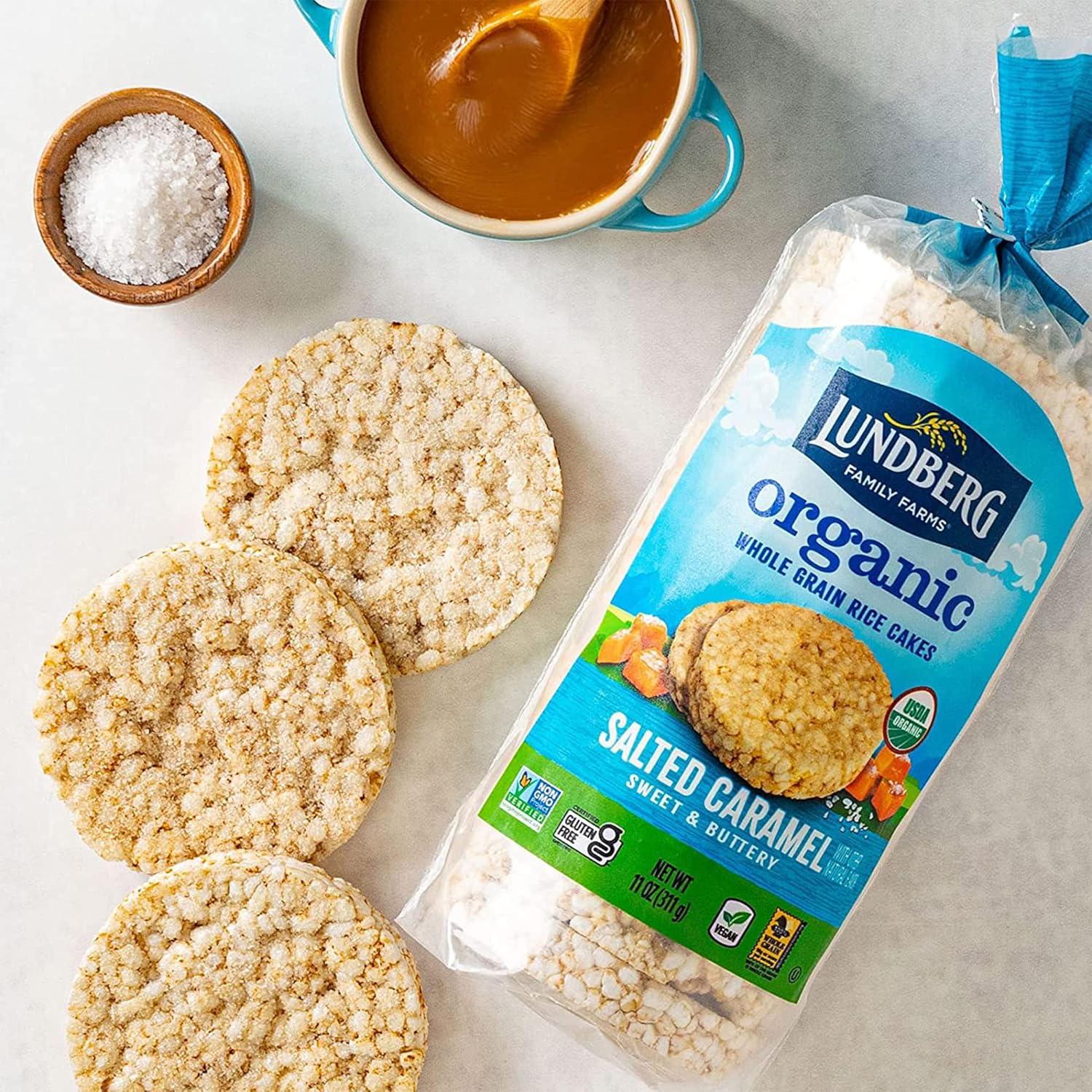 image:imageLundberg Organic Brown Rice Cakes Honey Nut 96 oz Pack of 6 GlutenFree Healthy SnacksOrganic Salted Caramel