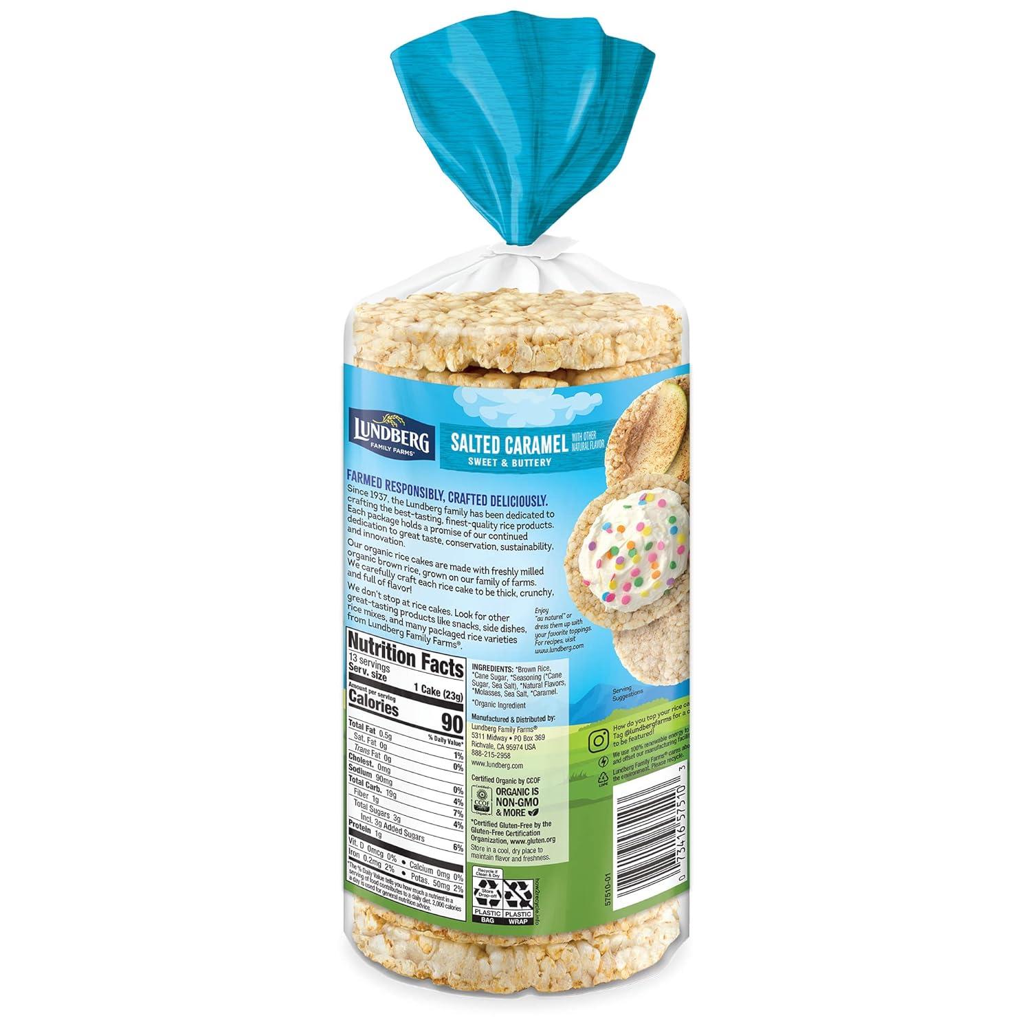 image:imageLundberg Organic Brown Rice Cakes Honey Nut 96 oz Pack of 6 GlutenFree Healthy SnacksOrganic Salted Caramel