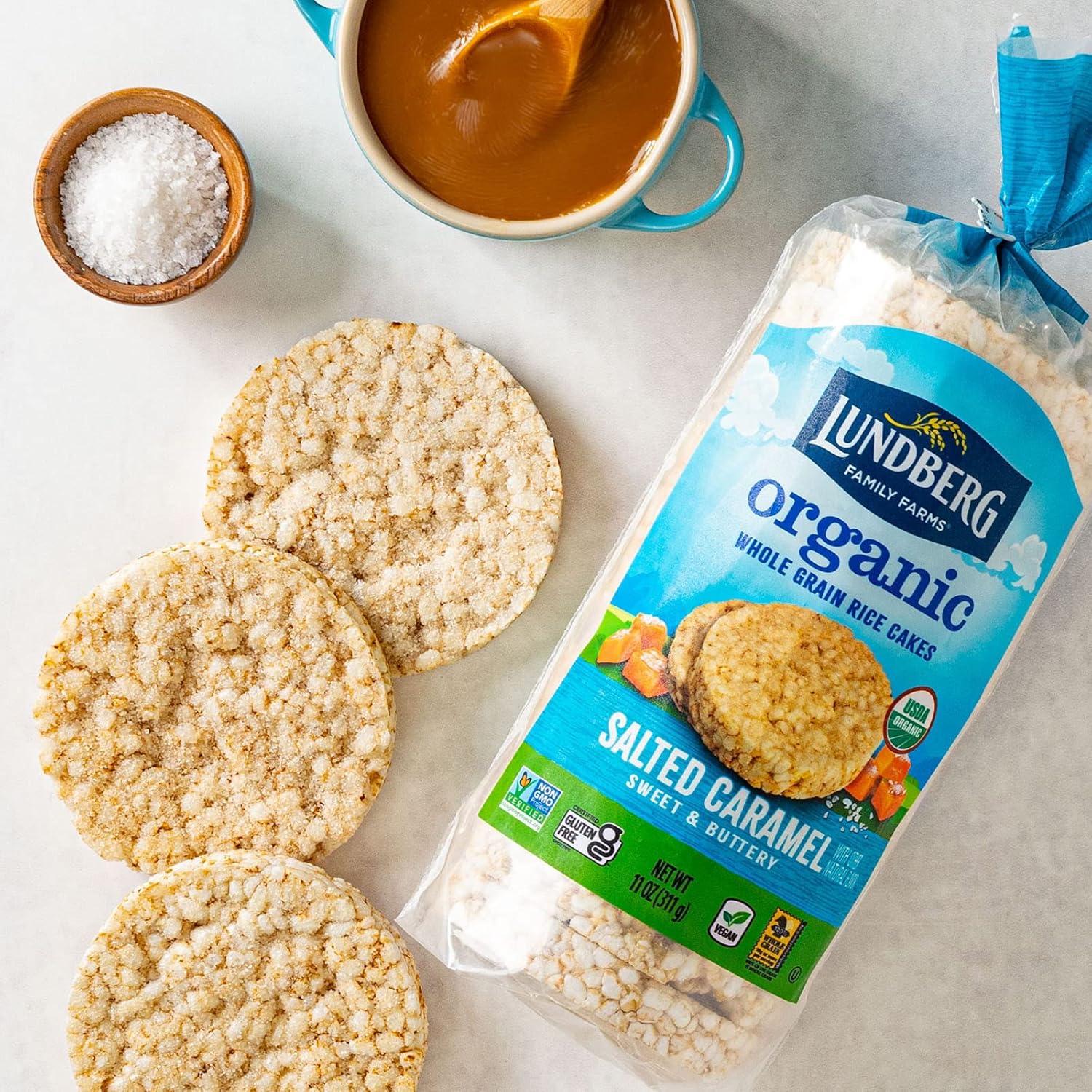 image:imageLundberg Organic Brown Rice Cakes Honey Nut 96 oz Pack of 6 GlutenFree Healthy SnacksOrganic Salted Caramel