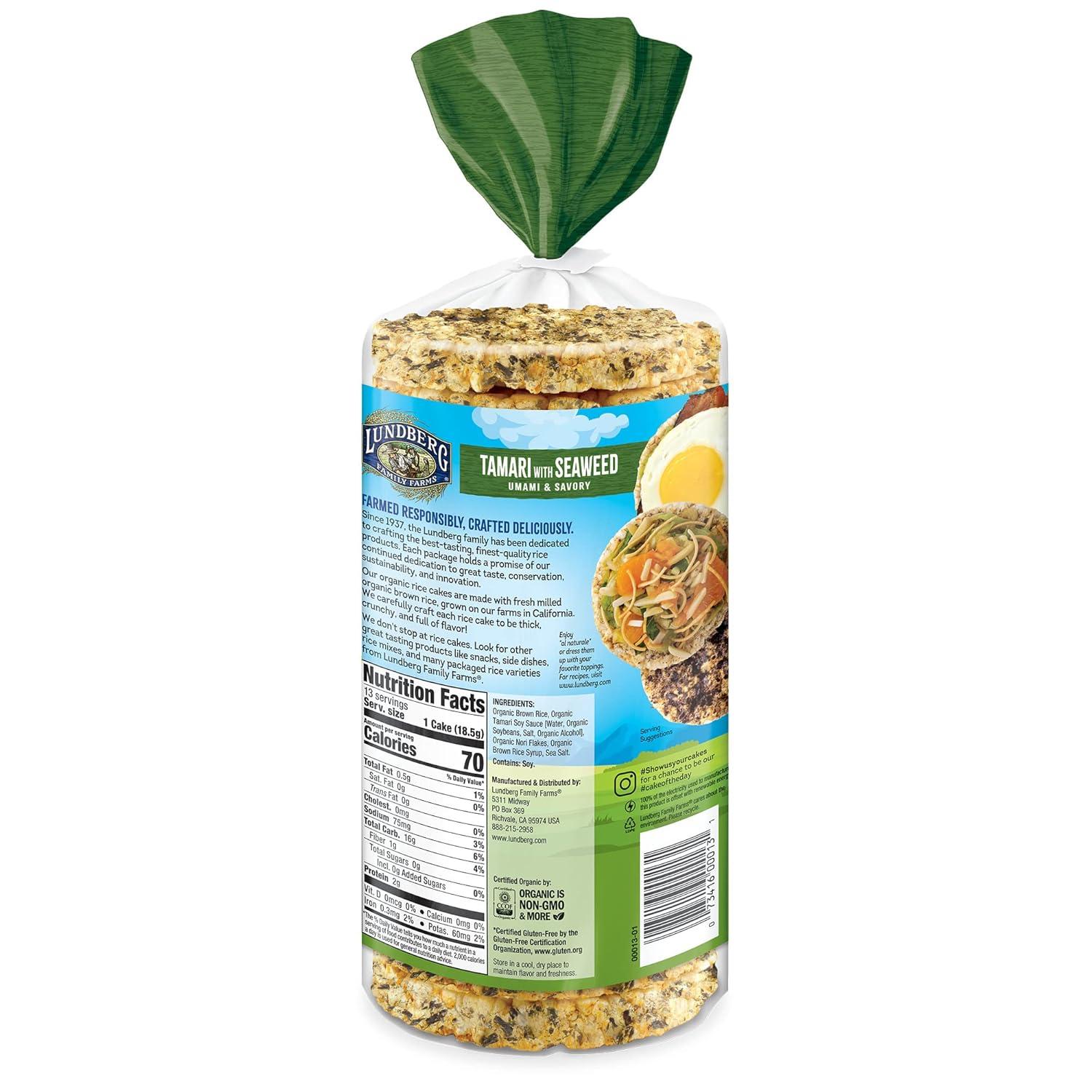 image:imageLundberg Organic Brown Rice Cakes Honey Nut 96 oz Pack of 6 GlutenFree Healthy SnacksOrganic Tamari with Seaweed