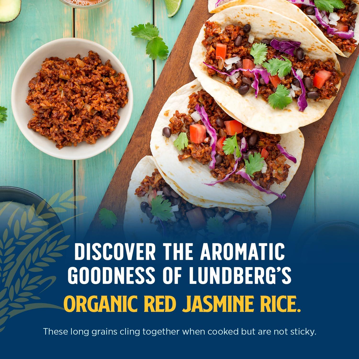 image:imageLundberg Organic Red Jasmine Rice Long Grain Red Rice NonSticky Fluffy Aromatic Rice Organically Grown in California Pantry Staples 16 Oz1 Pound Pack of 6