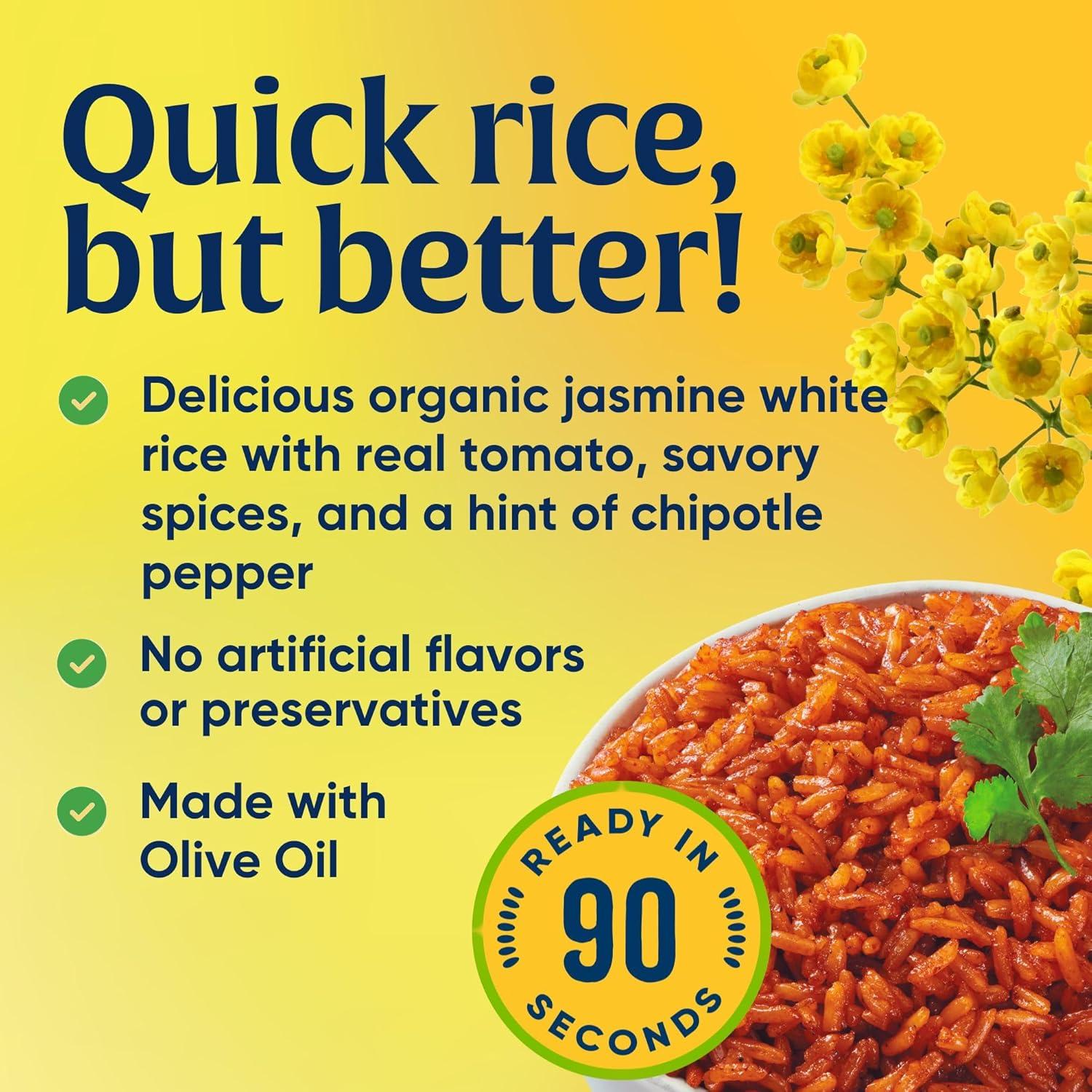 image:imageLundberg Organic Spanish Rice Microwave Ready in 90 Seconds Regenerative Organic Lightly Seasoned White Jasmine Rice GlutenFree 8oz Pouch