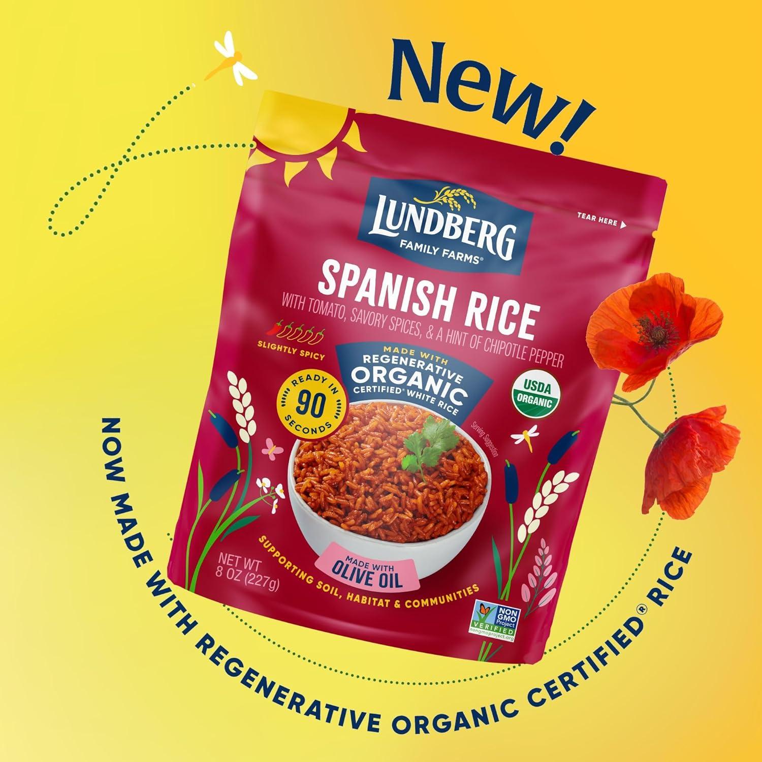 image:imageLundberg Organic Spanish Rice Microwave Ready in 90 Seconds Regenerative Organic Lightly Seasoned White Jasmine Rice GlutenFree 8oz Pouch