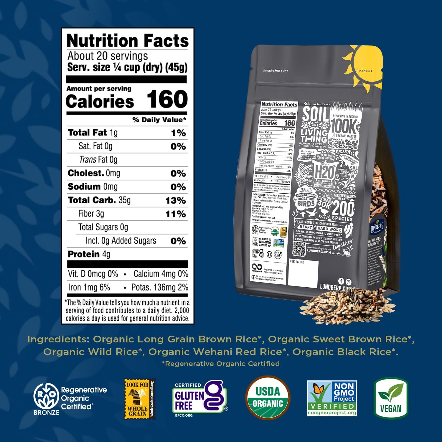 image:imageLundberg Regenerative Organic Certified Wild Blend Rice Brown Red amp Black Varieties 32 Oz32 Ounce Pack of 6