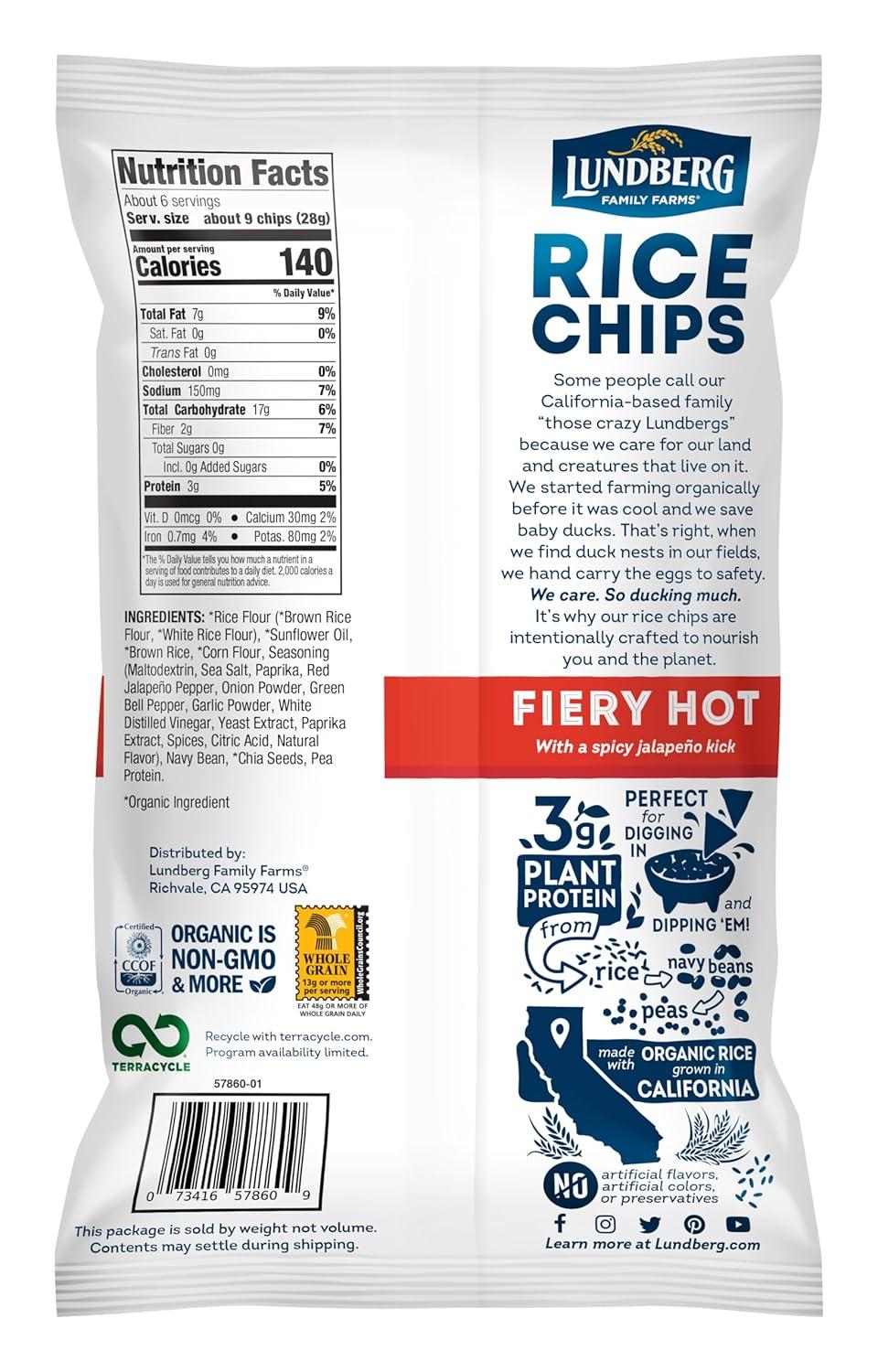image:imageLundberg Rice Chips Fiery Hot 55oz GlutenFree Kosher NonGMO Verified Whole Grain Brown Rice