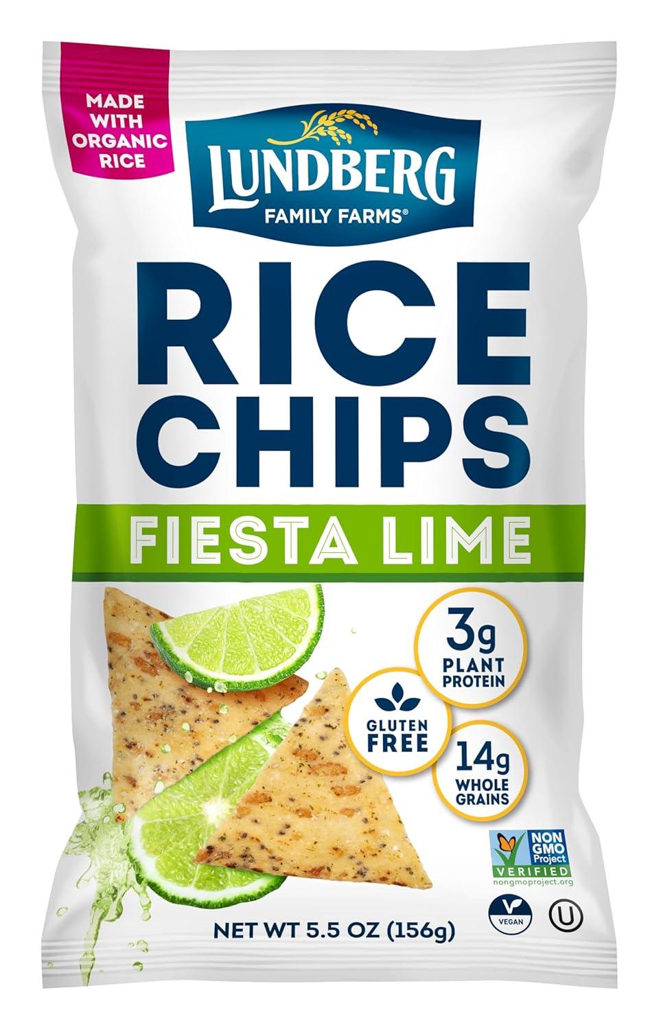 image:imageLundberg Rice Chips Fiesta Lime 55oz GlutenFree Kosher NonGMO Verified Whole Grain Brown RiceFiesta Lime