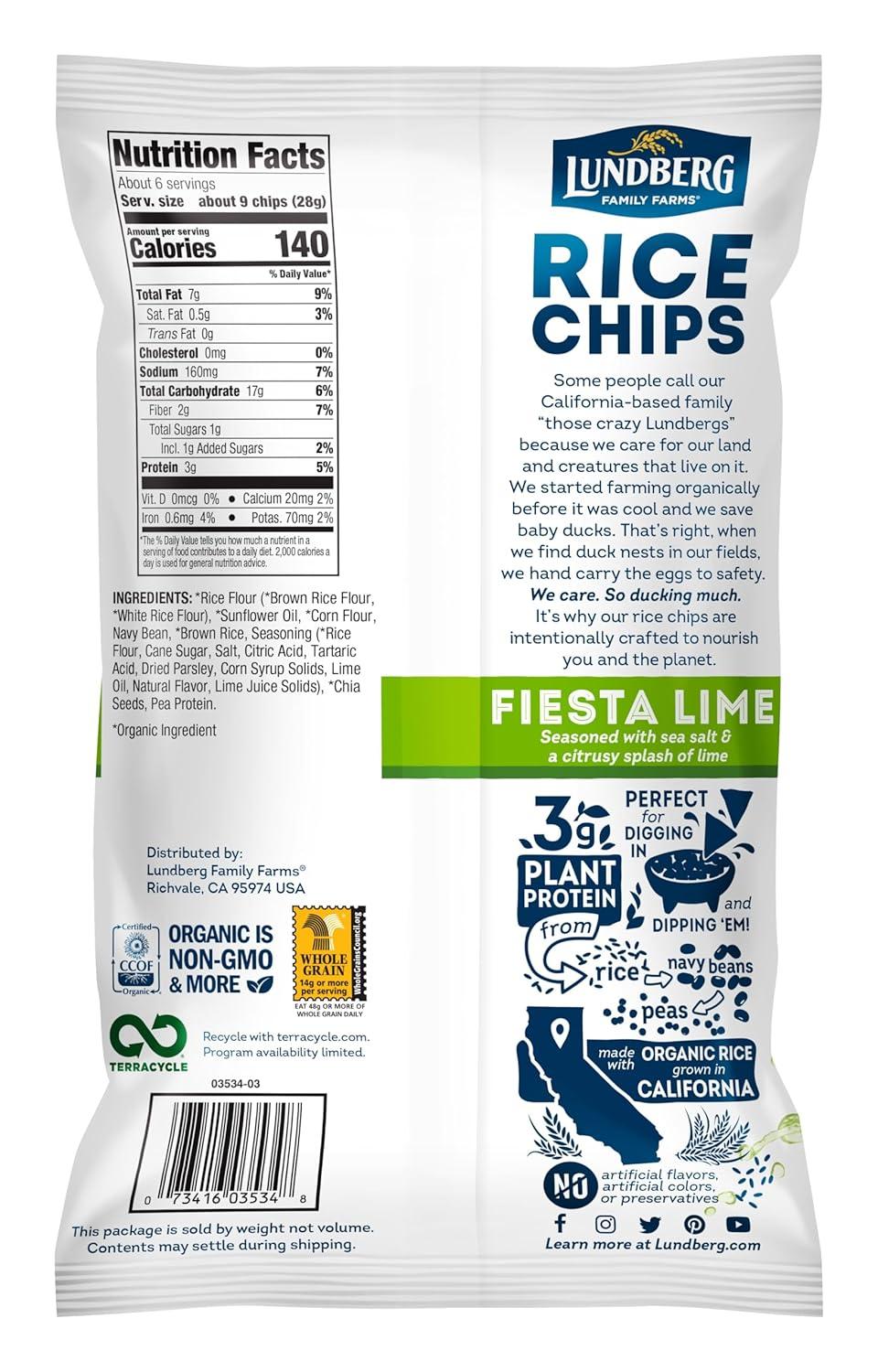 image:imageLundberg Rice Chips Fiesta Lime 55oz GlutenFree Kosher NonGMO Verified Whole Grain Brown RiceFiesta Lime