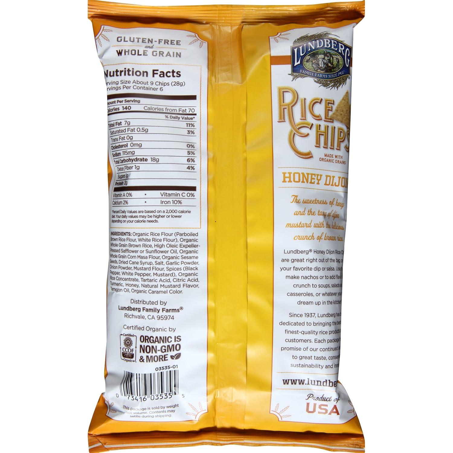 image:imageLundberg Rice Chips Fiesta Lime 55oz GlutenFree Kosher NonGMO Verified Whole Grain Brown RiceHoney Dijon