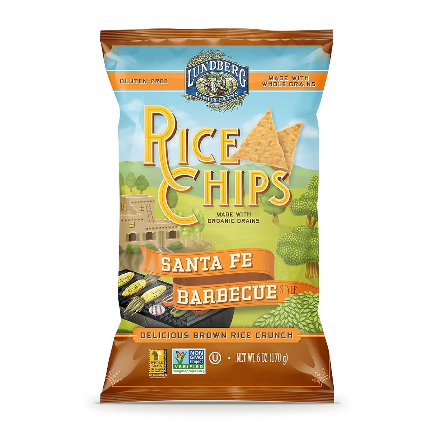 image:imageLundberg Rice Chips Fiesta Lime 55oz GlutenFree Kosher NonGMO Verified Whole Grain Brown RiceSanta Fe Barbecue