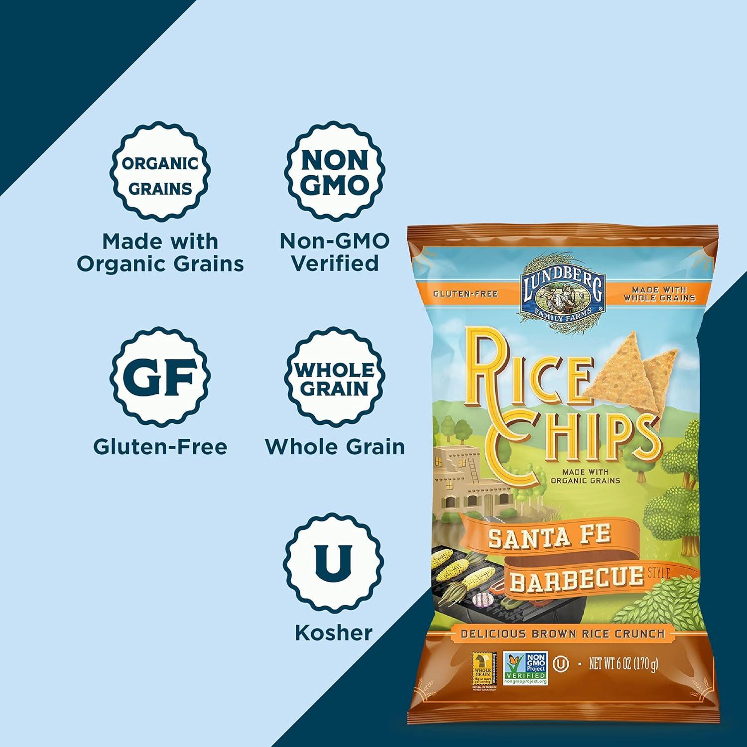 image:imageLundberg Rice Chips Fiesta Lime 55oz GlutenFree Kosher NonGMO Verified Whole Grain Brown RiceSanta Fe Barbecue
