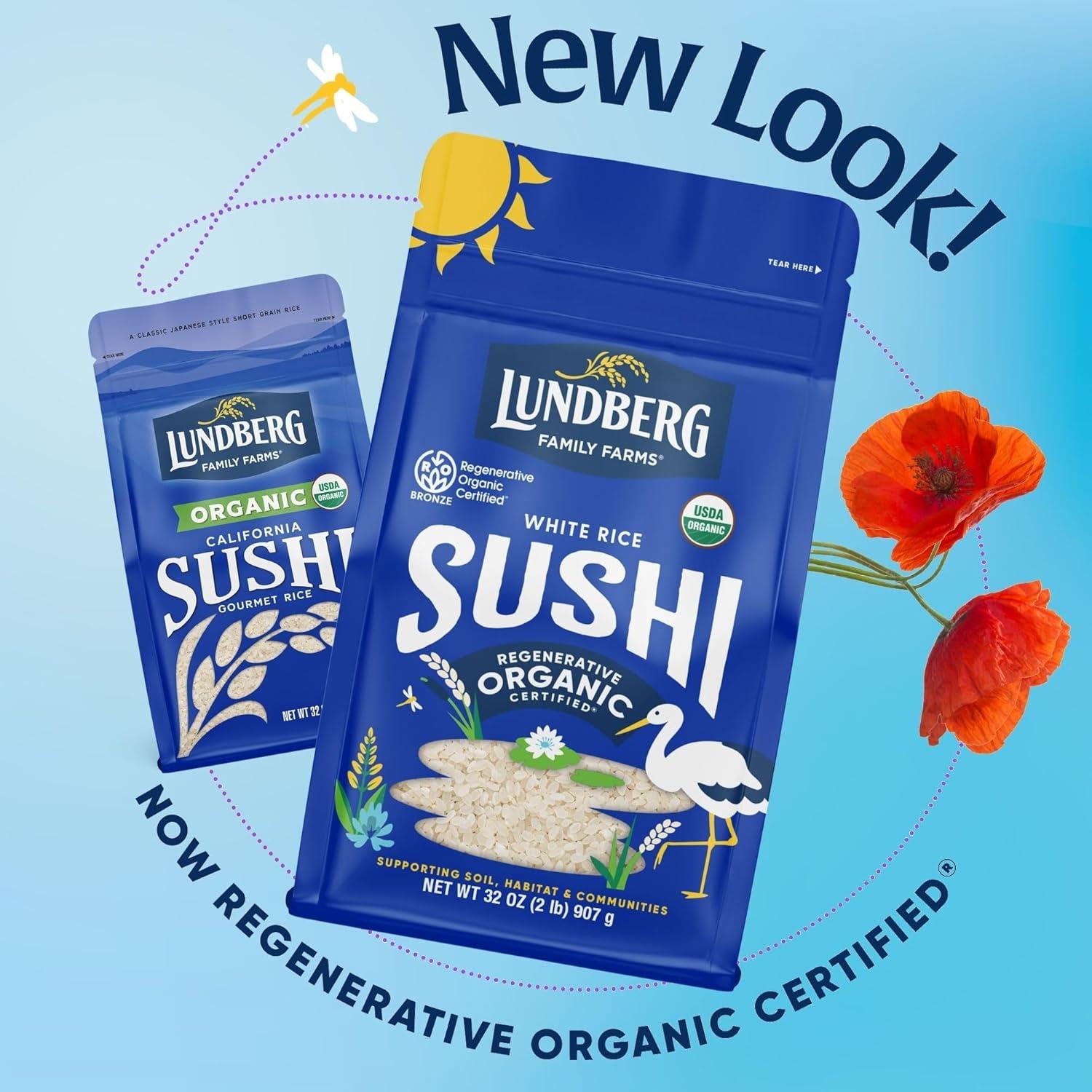 image:imageLundberg Sushi Rice Sticky White JapaneseStyle Short Grains Regenerative Organic Certified 32 OzPack of 6