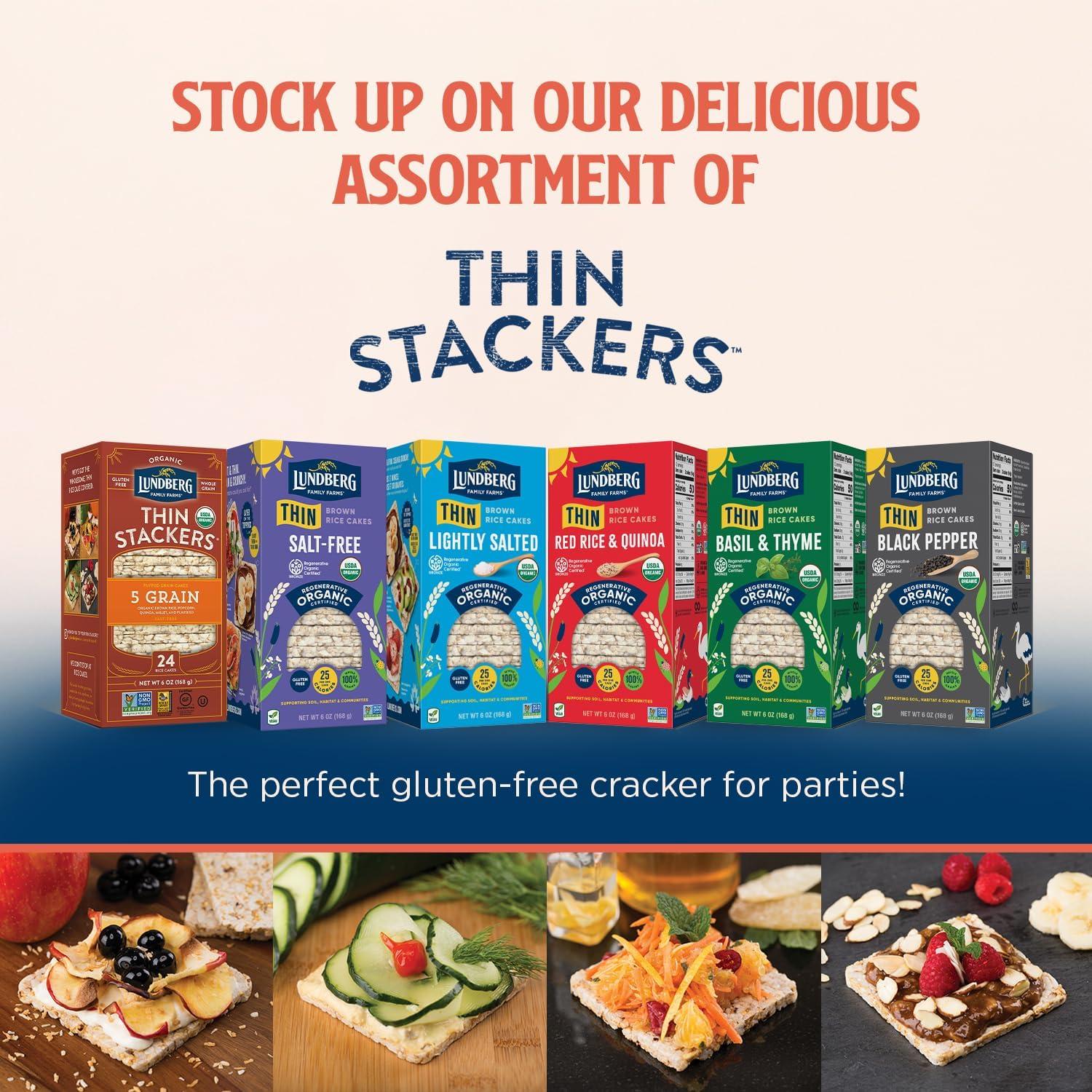 image:imageLundberg Thin Brown Rice Cakes Variety 3Pack Regenerative Organic Certified Lightly Salted SaltFree and Red Rice amp Quinoa Healthy Snacks 6 Oz Ea