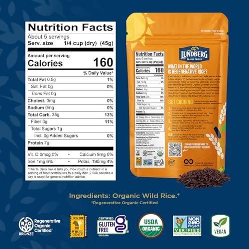 image:imageLundberg Wild Rice Regenerative Organic Certified 100 Natural California Cultivated Wild Black Rice 8 Oz8 Ounce Pack of 3