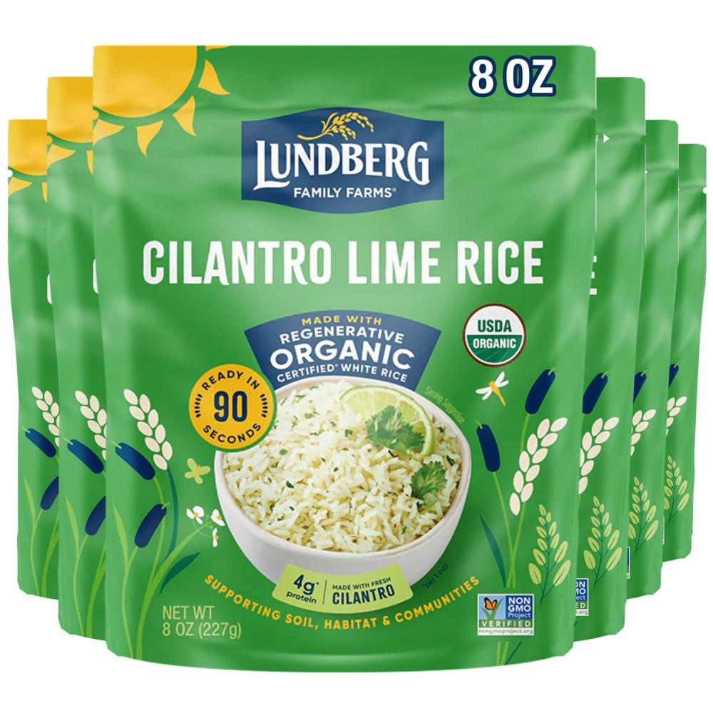 image:imageLundberg Brown Rice amp Quinoa Ready in 90 Seconds 6Pack Regenerative Organic Certified Brown Jasmine Rice Organic Quinoa Microwavable Lightly Seasoned with Garlic amp Shallots 8 Oz EaOrganic White Cilantro Lime Rice