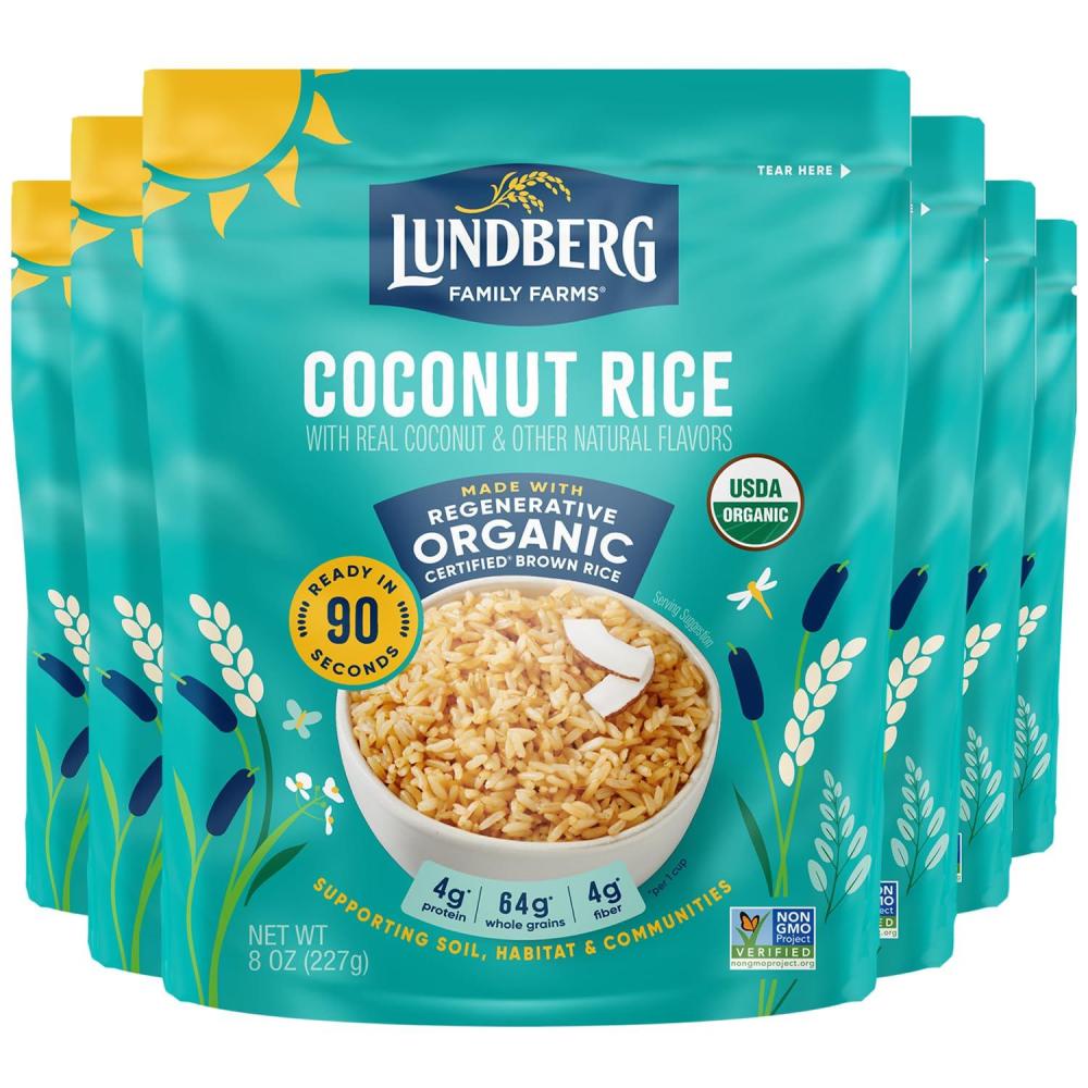 image:imageLundberg Coconut Jasmine Rice Regenerative Organic Ready in 90 Seconds Microwave or Stovetop 8 Oz Pouch
