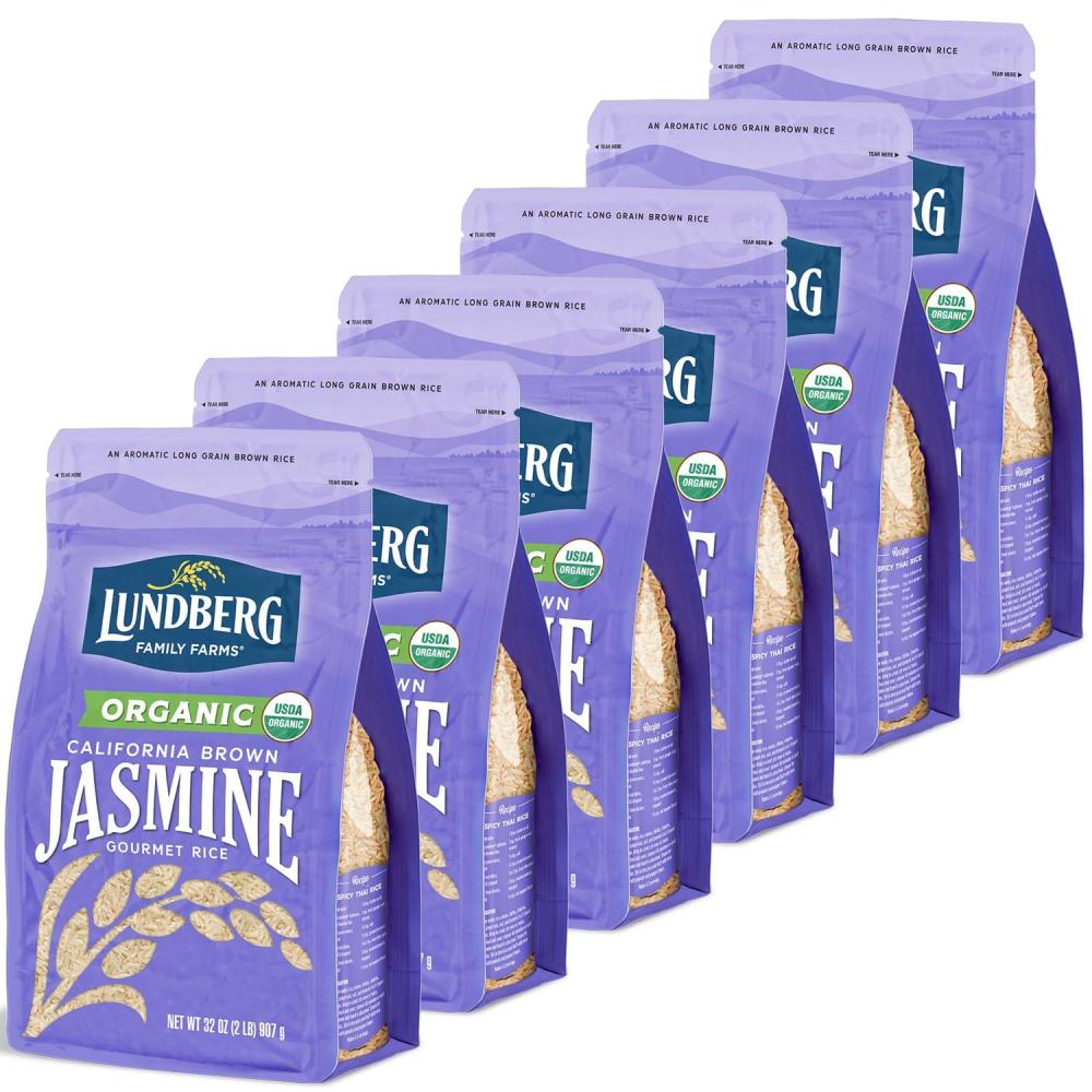 image:imageLundberg Family Farms Organic Brown Short Grain Rice Subtle Nutty Aroma Clings When Cooked 100 Whole Grain High Fiber Pantry Staple USDA Certified Organic GlutenFree Vegan 32 oz 1PackOrganic California Brown Jasmine