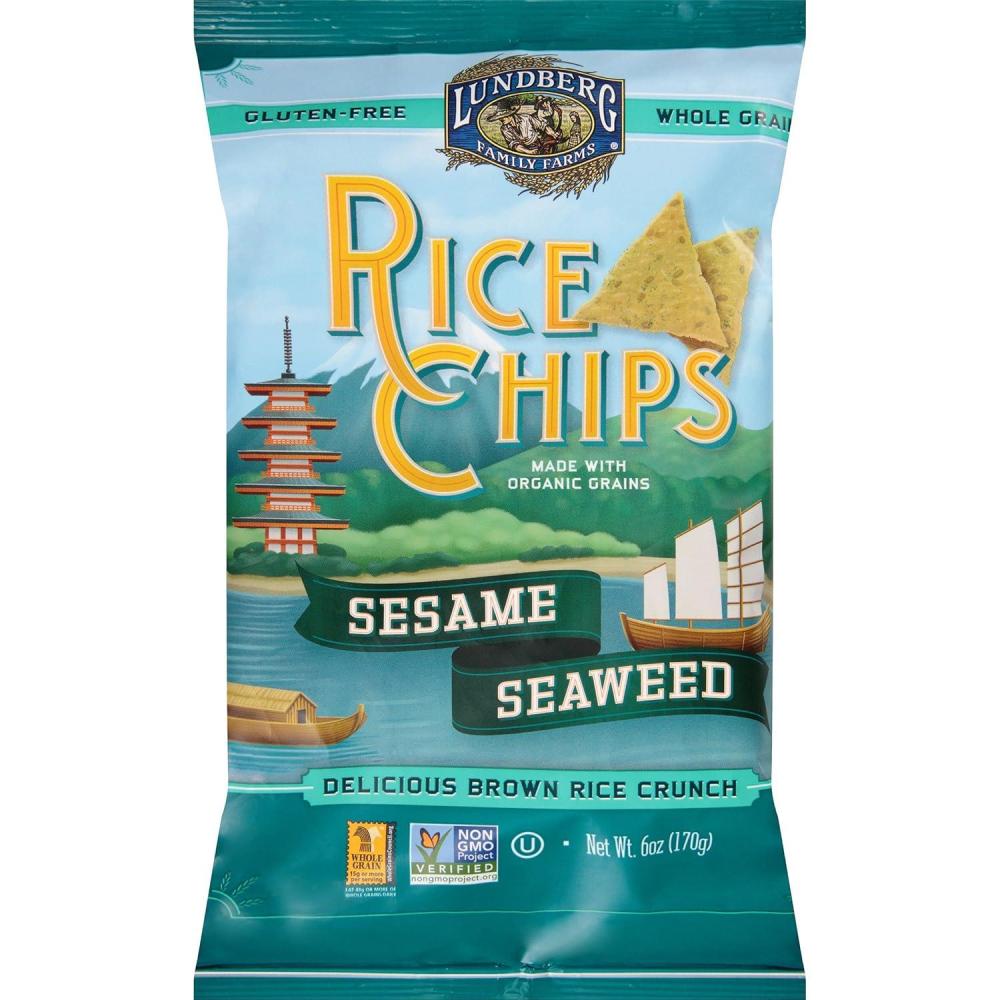 image:imageLundberg Rice Chips Fiesta Lime 55oz GlutenFree Kosher NonGMO Verified Whole Grain Brown RiceSeasame Seaweed