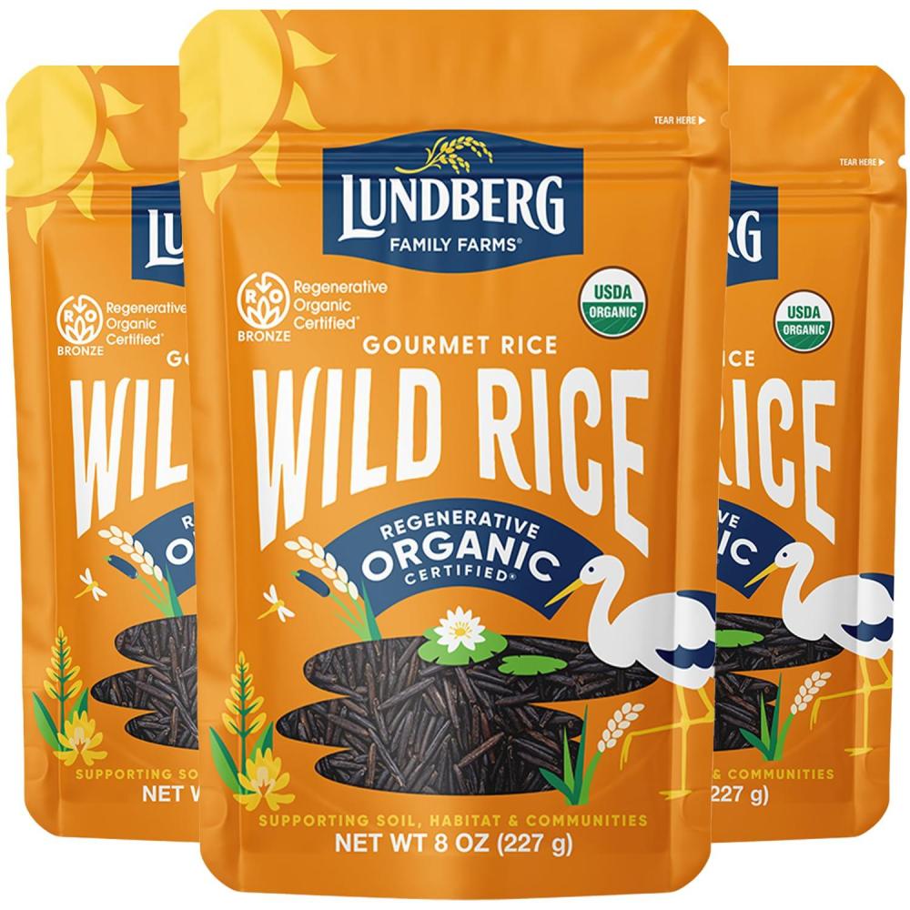 image:imageLundberg Wild Rice Regenerative Organic Certified 100 Natural California Cultivated Wild Black Rice 8 Oz8 Ounce Pack of 3