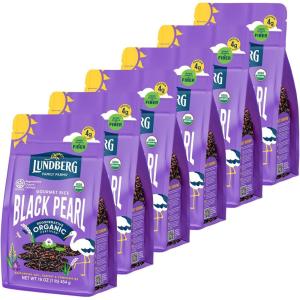 Lundberg Black Pearl Rice, Regenerative Organic Certified, 6-Pack – Full-Bodied Black Rice, Responsibly Grown in California, 16 Oz Ea