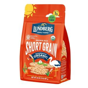 Lundberg Family Farms – Organic Brown Short Grain Rice, Subtle Nutty Aroma, Clings When Cooked, 100% Whole Grain, High Fiber, Pantry Staple, USDA Certified Organic, Gluten-Free, Vegan (32 oz, 1-Pack)(Organic Brown Short Grain)