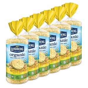 Lundberg Organic Brown Rice Cakes, Honey Nut, 9.6 oz (Pack of 6), Gluten-Free, Healthy Snacks(Organic Kettle Corn)