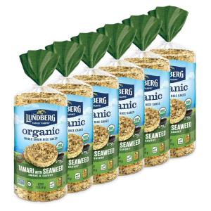 Lundberg Organic Brown Rice Cakes, Honey Nut, 9.6 oz (Pack of 6), Gluten-Free, Healthy Snacks(Organic Tamari with Seaweed)