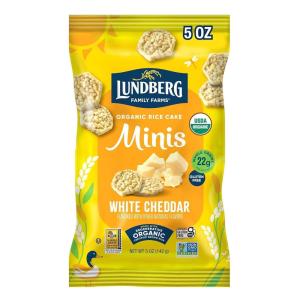 Lundberg Organic White Cheddar Rice Cake Minis, 5 Ounce, Gluten-Free, USDA Certified Organic, Non-GMO Verified, Whole Grain Brown Rice