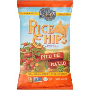 Lundberg Rice Chips, Fiesta Lime, 5.5oz, Gluten-Free, Kosher, Non-GMO Verified, Whole Grain Brown Rice(Pice De Gallo)