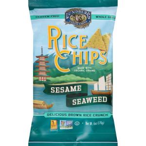 Lundberg Rice Chips, Fiesta Lime, 5.5oz, Gluten-Free, Kosher, Non-GMO Verified, Whole Grain Brown Rice(Seasame Seaweed)