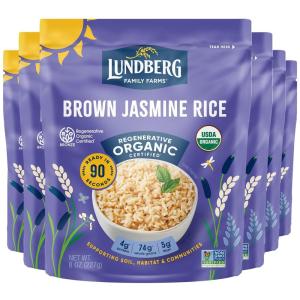 Lundberg Rice, Microwave or Stovetop, 2-Pack – White Jasmine, Long-Grain, Fluffy & Aromatic, Ready in 2 Minutes, Regenerative Organic Certified, 17.3 Oz Ea(Jasmine 6-Pack)