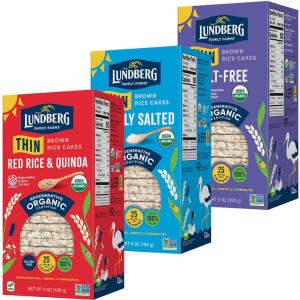 Lundberg Thin Brown Rice Cakes Variety 3-Pack – Regenerative Organic Certified Lightly Salted, Salt-Free, and Red Rice & Quinoa, Healthy Snacks, 6 Oz Ea
