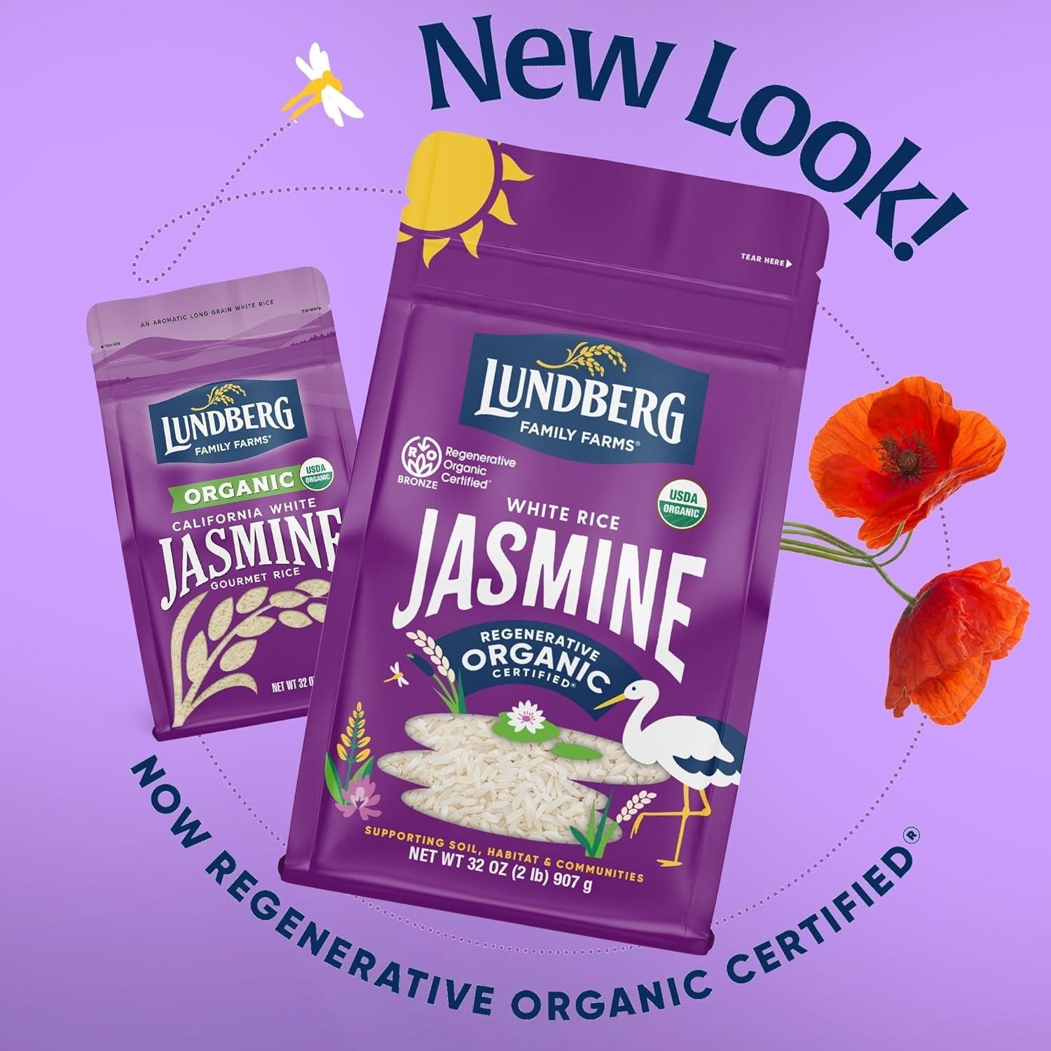 image:imageLundberg Jasmine Rice Regenerative Organic Certified 6Pack NonSticky Aromatic LongGrain White Rice Responsibly Grown in California 32 Oz Ea32 Ounce Pack of 6