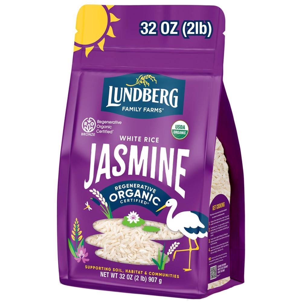 image:imageLundberg Jasmine Rice Regenerative Organic Certified 6Pack NonSticky Aromatic LongGrain White Rice Responsibly Grown in California 32 Oz Ea2 Pound Pack of 1